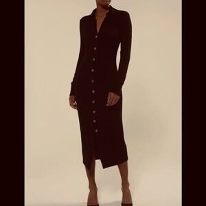 Good American ribbed Black Button-Down Dress 0 90’s, goth, sexy